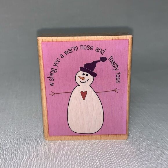NWOT Snowman Snowflake Stamp Set 2 Wood Mount Winter Scrapbooking Card Crafting - Picture 2 of 7